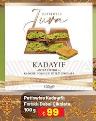 Patiswiss Kadayıflı Fıstıklı Dubai Çikolata 100 g image