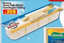 Kuzucu Yarım Yağlı Dilimli Tost Peyniri 1200 g image