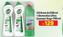 Cif Krem 2x750 ml+Domestos Ultra Çamaşır Suyu 750 ml image