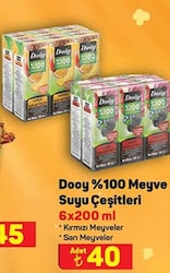 Dooy %100 Meyve Suyu Çeşitleri 6x200 ml image