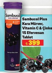 Sambucol Plus Kara Mürver Vitamin C & Çinko 15 Efervesan Tablet image
