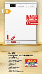Seg BM 6001 6 Programlı Bulaşık Makinesi image