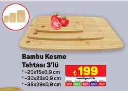 Bambu Kesme Tahtası 3'lü image