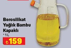 Borosilikat Yağlık Bambu Kapaklı 1 l image