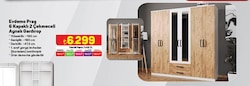 Evdemo Prag 6 Kapaklı 2 Çekmeceli Aynalı Gardırop image