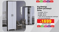 Kzy Mobilya 8 Raflı Çok Amaçlı Dolap image