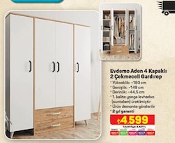 Evdemo Aden 4 Kapaklı 2 Çekmeceli Gardırop image