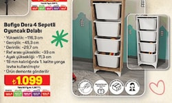 Bofigo Dora 4 Sepetli Oyuncak Dolabı image