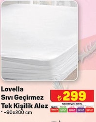 Lovella Sıvı Geçirmez Tek Kişilik Alez 90x200 cm  image