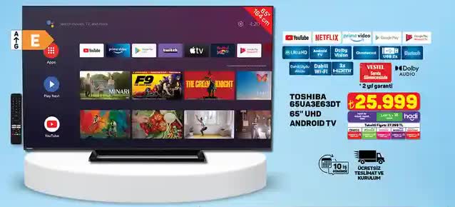 Toshiba 65Inç 4K Ultra HD Android Tv image
