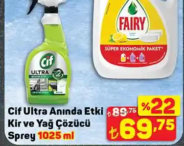 Cif Ultra Anında Etki Kir ve Yağ Çözücü Sprey 1025 ml image