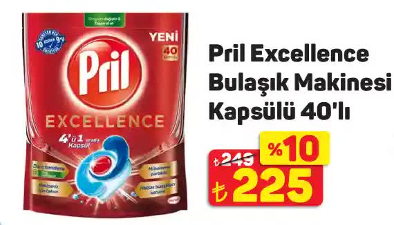 Pril Excellence Bulaşık Makinesi Kapsülü 40'lı image
