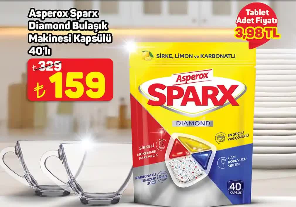 Asperox Sparx Diamond Bulaşık Makinesi Kapsülü 40'li image