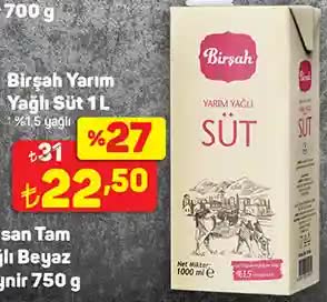Birşah Yarım Yağlı Süt 1L image