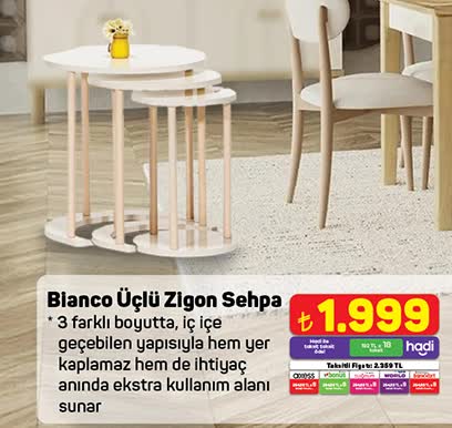 Bianco Üçlü Zigon Sehpa image