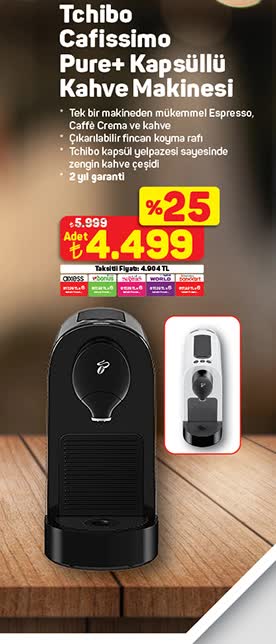 Tchibo Cafissimo Pure+ Kapsüllü Kahve Makinesi image