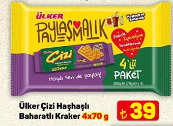 Ülker Çizi Haşhaşlı Baharatlı Kraker 4x70 g image