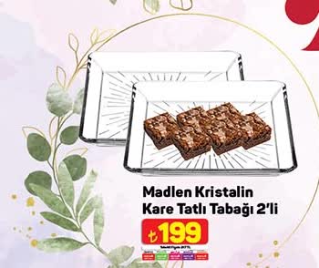 Madlen Kristalin Kare Tatlı Tabağı 2'Li image