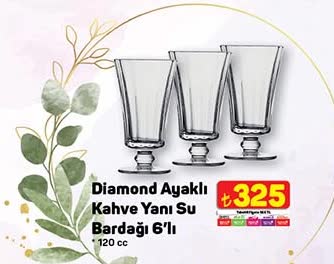 Diamond Ayaklı Kahve Yanı Su Bardağı 6'lı 120 cc image