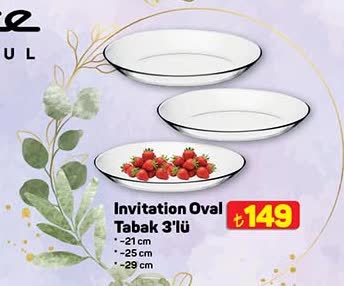 Paşabahçe Invitation Oval 149 Tabak 3'lü image