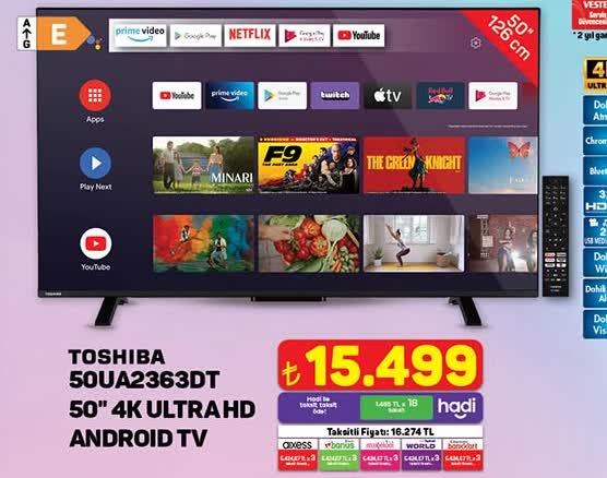 Toshiba 50UA2363DT 4k ultra hd android tv image