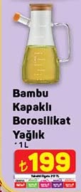 Bambu Kapaklı Borosilikat Yağlık 1L image