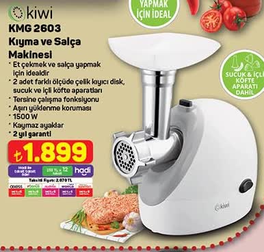 Kiwi Kmg 2603 Kıyma ve Salça Makinesi image