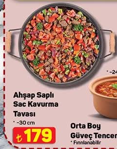 Ahşap Saplı Sac Kavurma Tavası 30 cm image