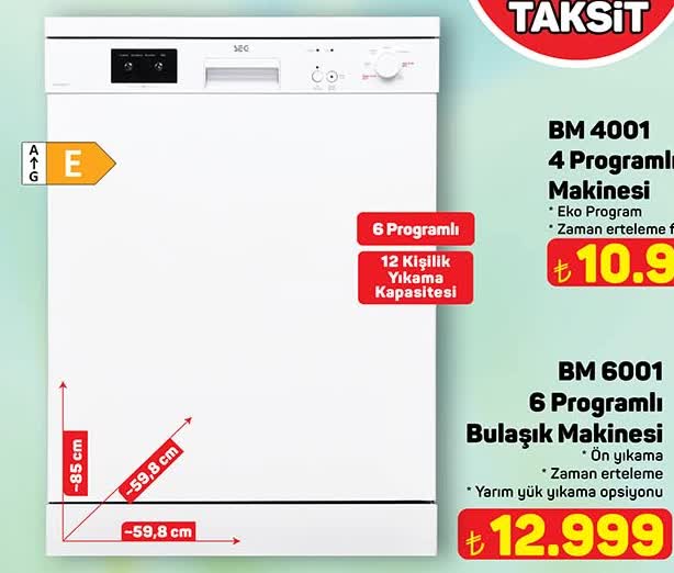 BM 6001 6 Programlı Bulaşık Makinesi image