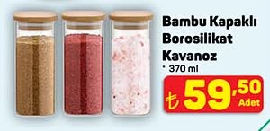 Bambu Kapaklı Borosilikat Kavanoz 370 ml image