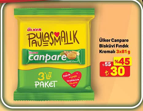 Ülker Canpare Bisküvi Fındık Kremalı 3x81 g image