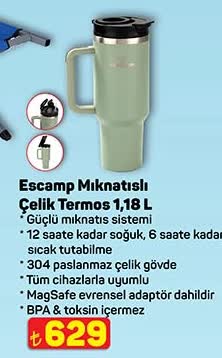 Escamp Mıknatıslı Çelik Termos 1,18 L image