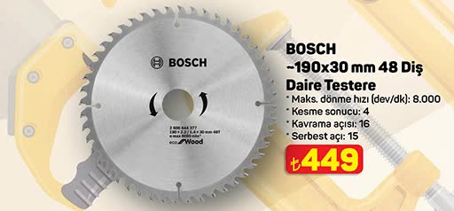 BOSCH 190x30 mm 48 Diş Daire Testere image