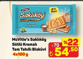 McVitie's Saklıköy Sütlü Kremalı Tam Tahıllı Bisküvi image