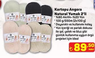 Kartopu Angora Natural Yumak 2'li image