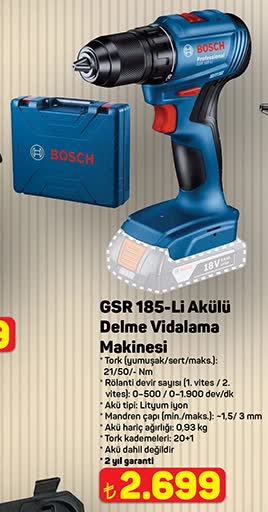 GSR 185-Li Akülü Delme Vidalama Makinesi image