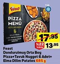 Feast Dondurulmuş Orta Boy Pizza+Tavuk Nugget 6 Adet+Elma Dilim Patates 685 g image