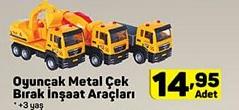 Oyuncak Metal Çek Bırak İnşaat Araçları image