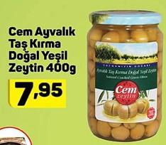 Cem Ayvalık Taş Kırma Doğal Yeşil Zeytin 400g image