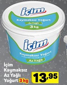 İçim Kaymaksız Az Yağlı Yoğurt 3 kg image