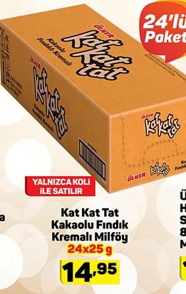 Kat Kat Tat Kakaolu Fındık Kremalı Milföy 24 Adet 25 g image