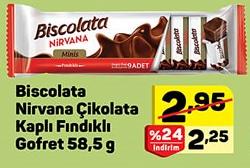Biscolata Nirvana Çikolata Kaplı Fındıklı Gofret 58,5 g image