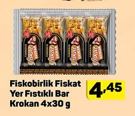 Fiskobirlik Fiskat Yer Fıstıklı Bar Krokan 4x30 g image