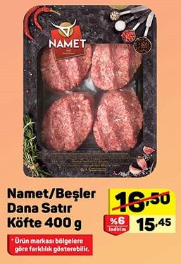 Namet/Beşler Dana Satır Köfte 400 g image
