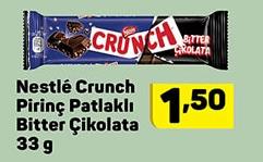 Nestlé Crunch Pirinç Patlaklı Bitter Çikolata 33 g  image