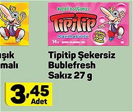 Tipitip Şekersiz Bublefresh Sakız 27 g image