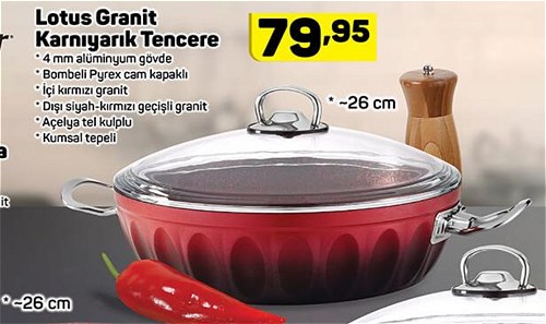 Hascevher Lotus Granit Karnıyarık Tencere 26 cm image