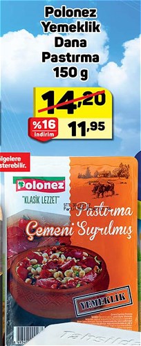 Polonez Yemeklik Dana Pastırma 150 g image