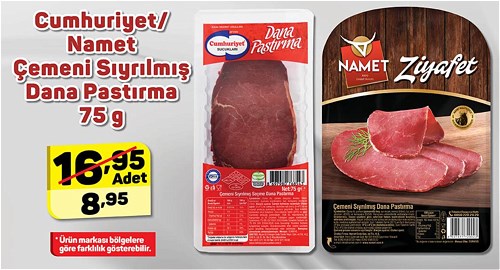 Cumhuriyet/Namet Çemeni Sıyrılmış Dana Pastırma 75 g image