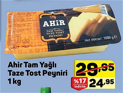 Ahir Tam Yağlı Taze Tost Peyniri 1 kg image